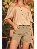 High-waisted shorts khaki 630 - Online store - Boutique